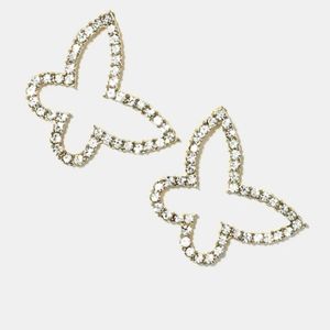 ❤ 4/$15❤ Gold Tone Rhinestone-Studded Butterfly Earrings